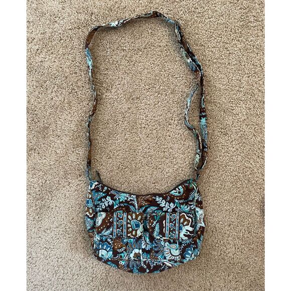 Vera Bradley Libby Java Blue Retired Print Adjustable Shoulder Crossbody Bag - Picture 1 of 5